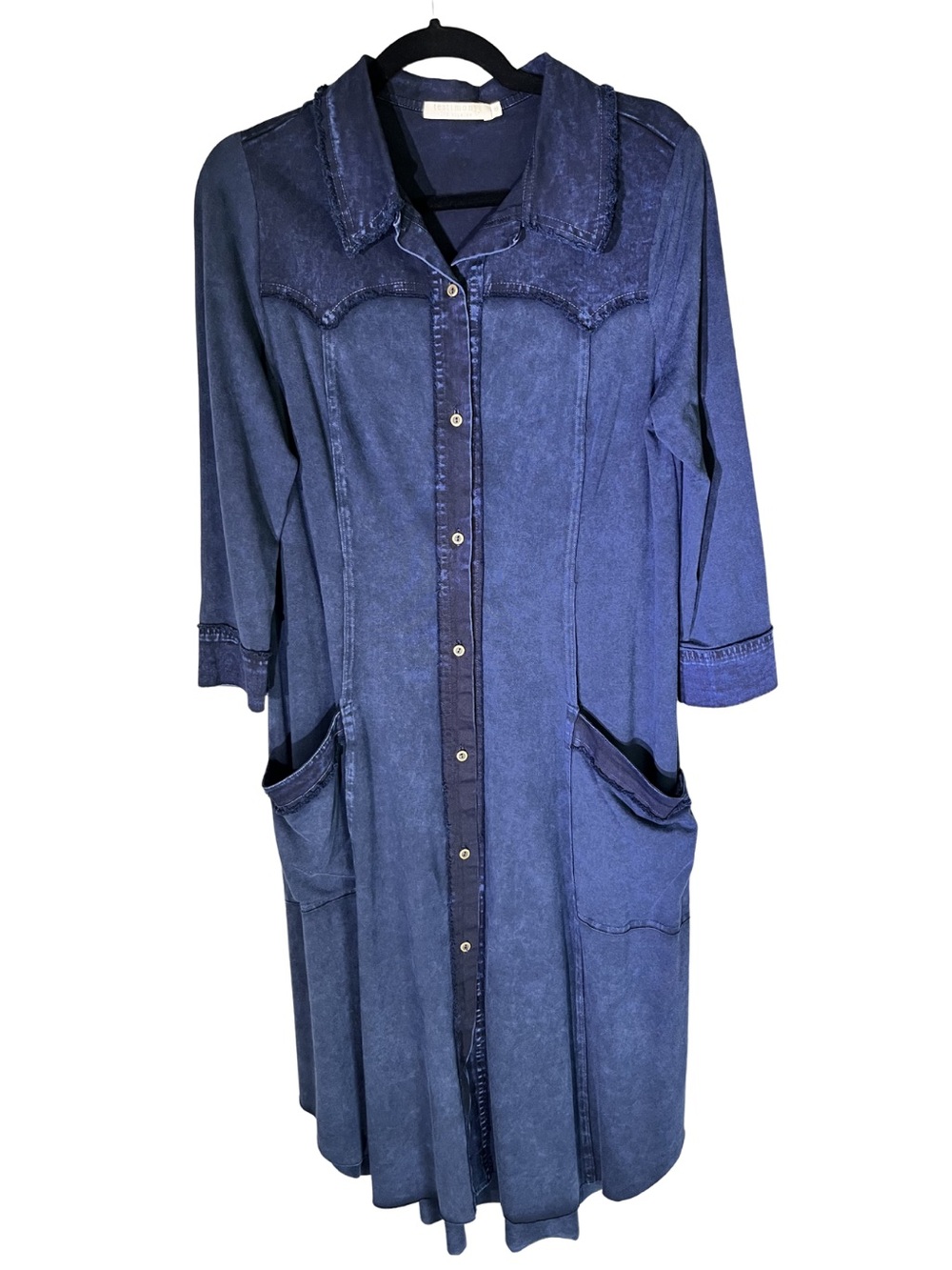 Testimony LA Mineral Wash Denim Look Duster Dress French Terry Size XL Excellent